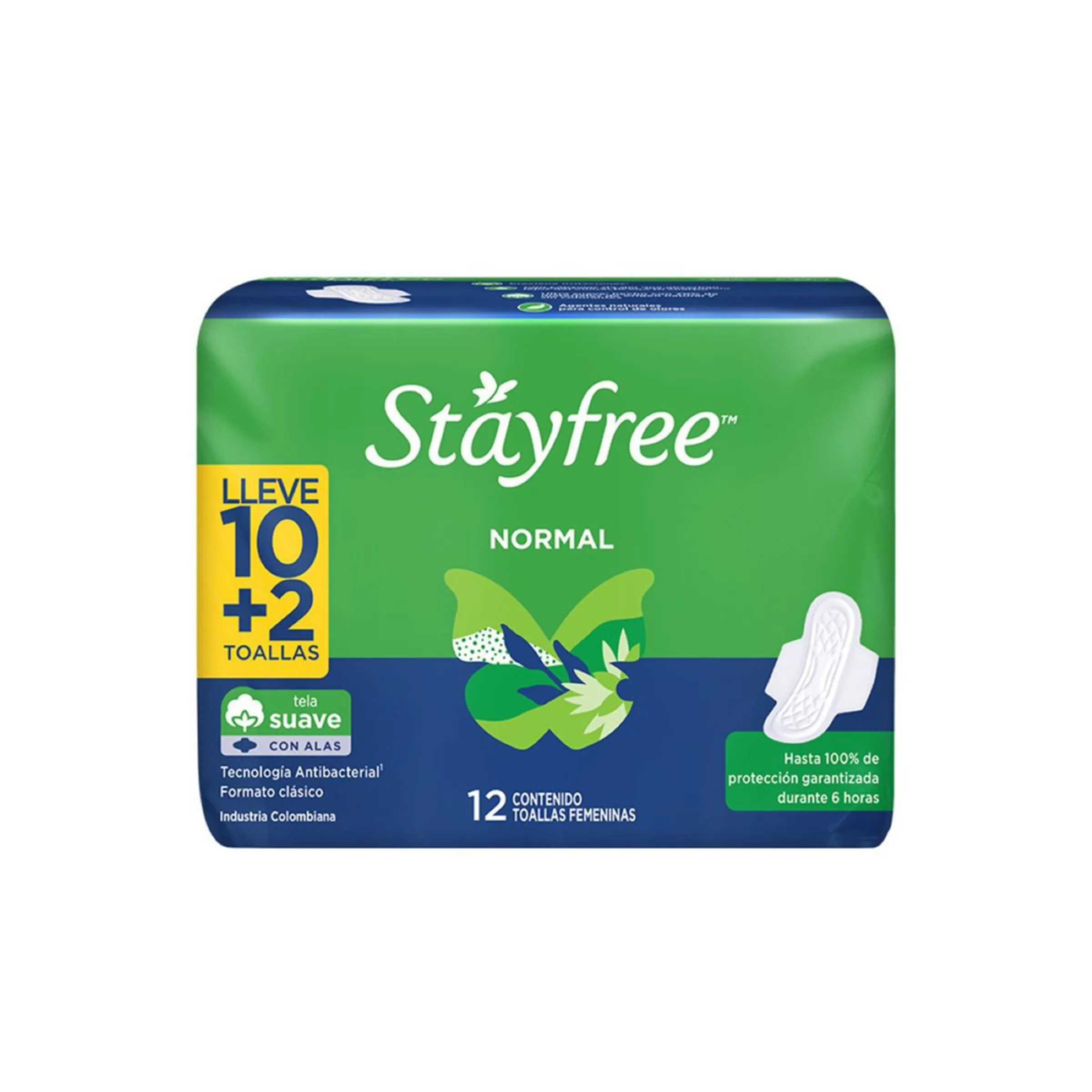 toallas stayfree alas 12 unidades